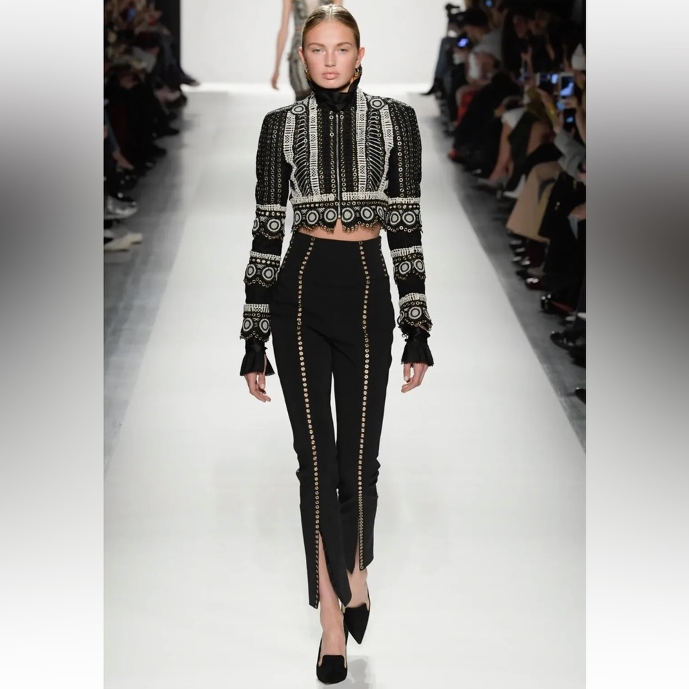 Jonathan Simkhai runway black pants with gold metal accents xs
